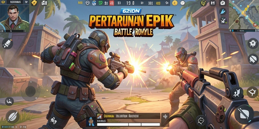 Screenshot dari pertarungan intens dalam gameplay Battle Royale.
