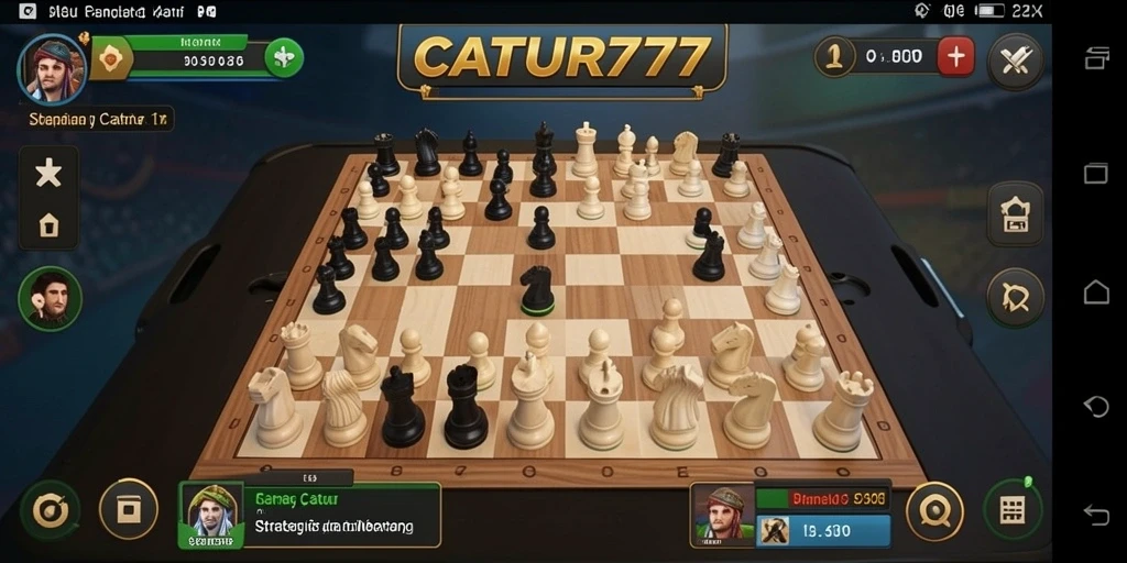 Tampilan utama CATUR777 yang menunjukkan duel catur intens.