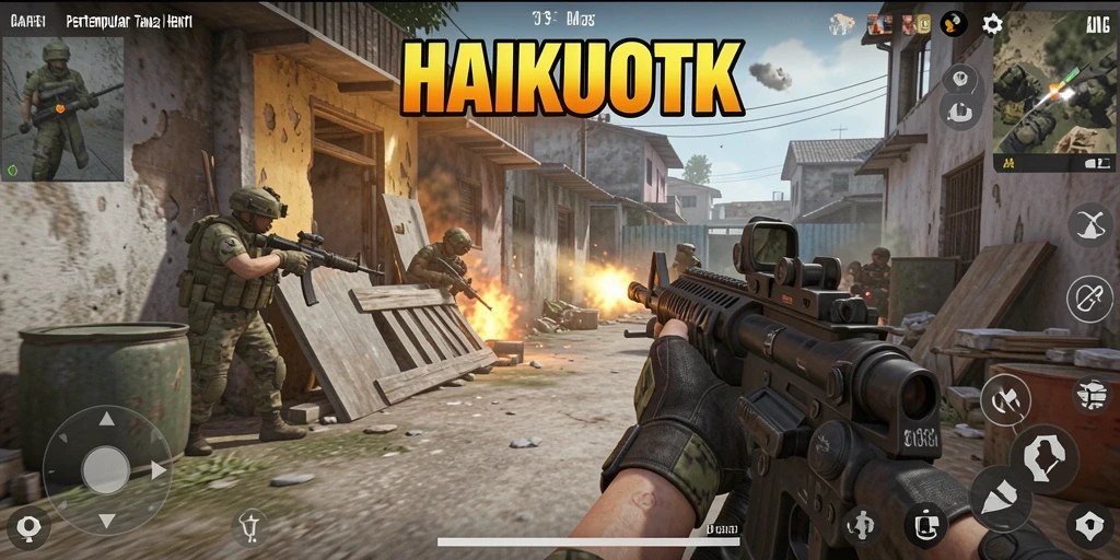 Gameplay seru HAIKUOTK dengan aksi tembak-menembak.