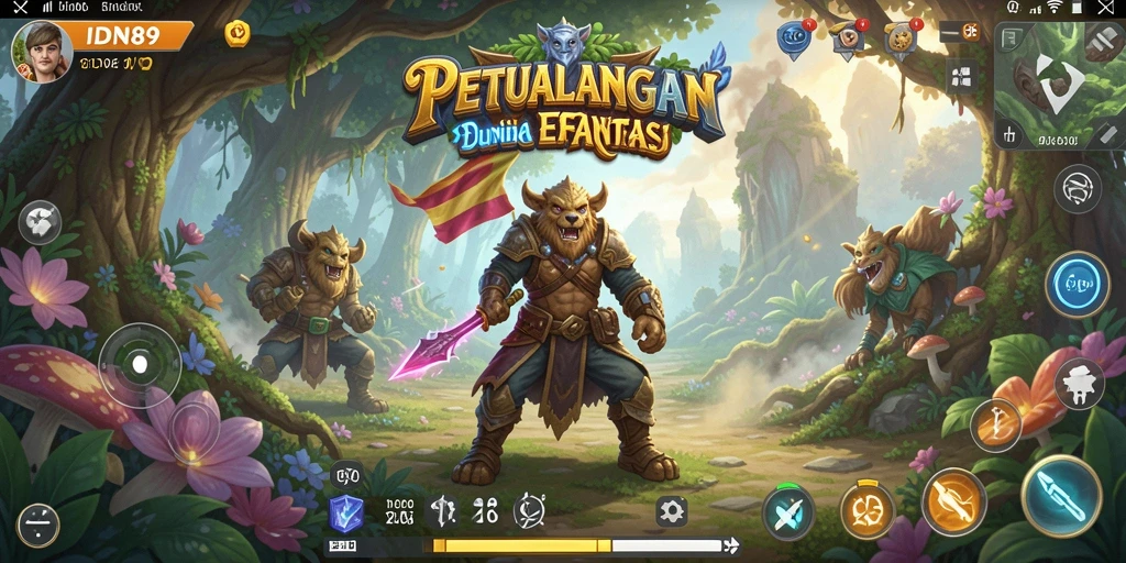 Gameplay seru IDN89 dengan pertarungan dan eksplorasi.