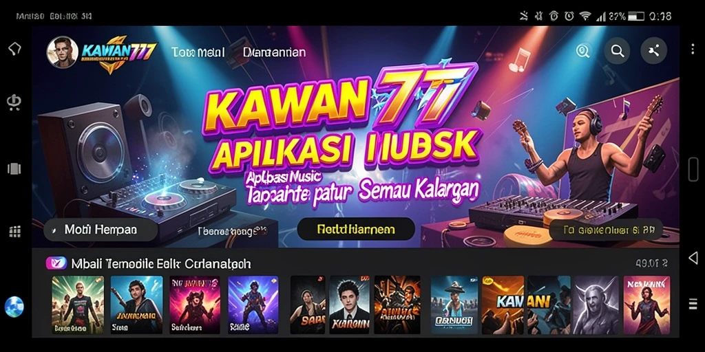 Screenshot gameplay KAWAN777 dengan tampilan antarmuka musik yang menarik.