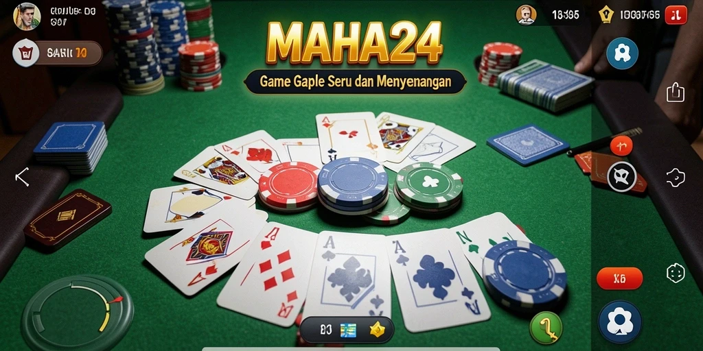 Tampilan gameplay seru MAHA24 dalam permainan Gaple.