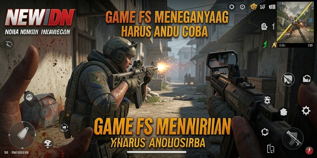 Tampilan aksi intens dalam gameplay FPS NEWIDN.