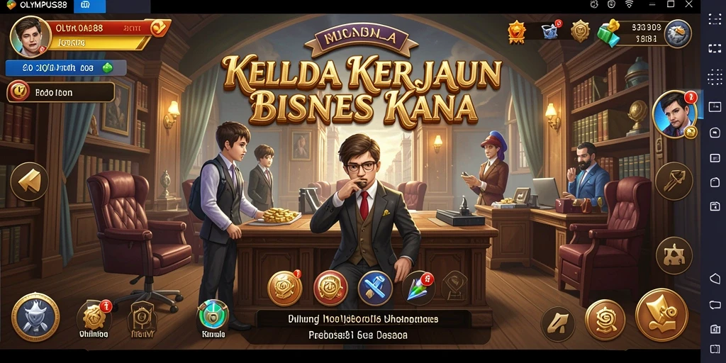 Screenshot OLYMPUS88 menampilkan pemain mengelola bisnis dengan strategi yang cerdas.