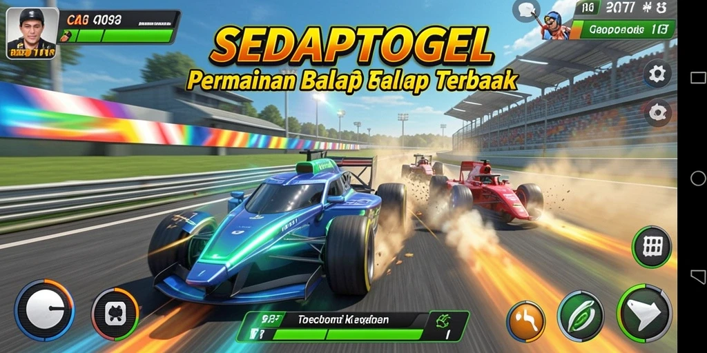 Screenshot gameplay SEDAPTOGEL menampilkan aksi balapan cepat dan seru.